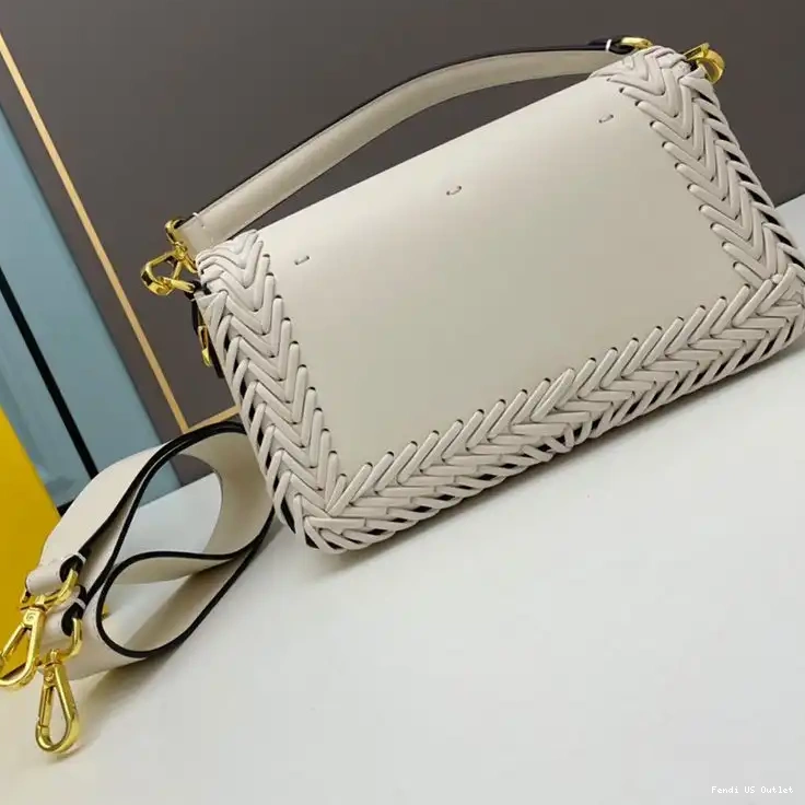 Cheap HOT Fendi White Stitching Medium Baguette Leather In Bag 0528